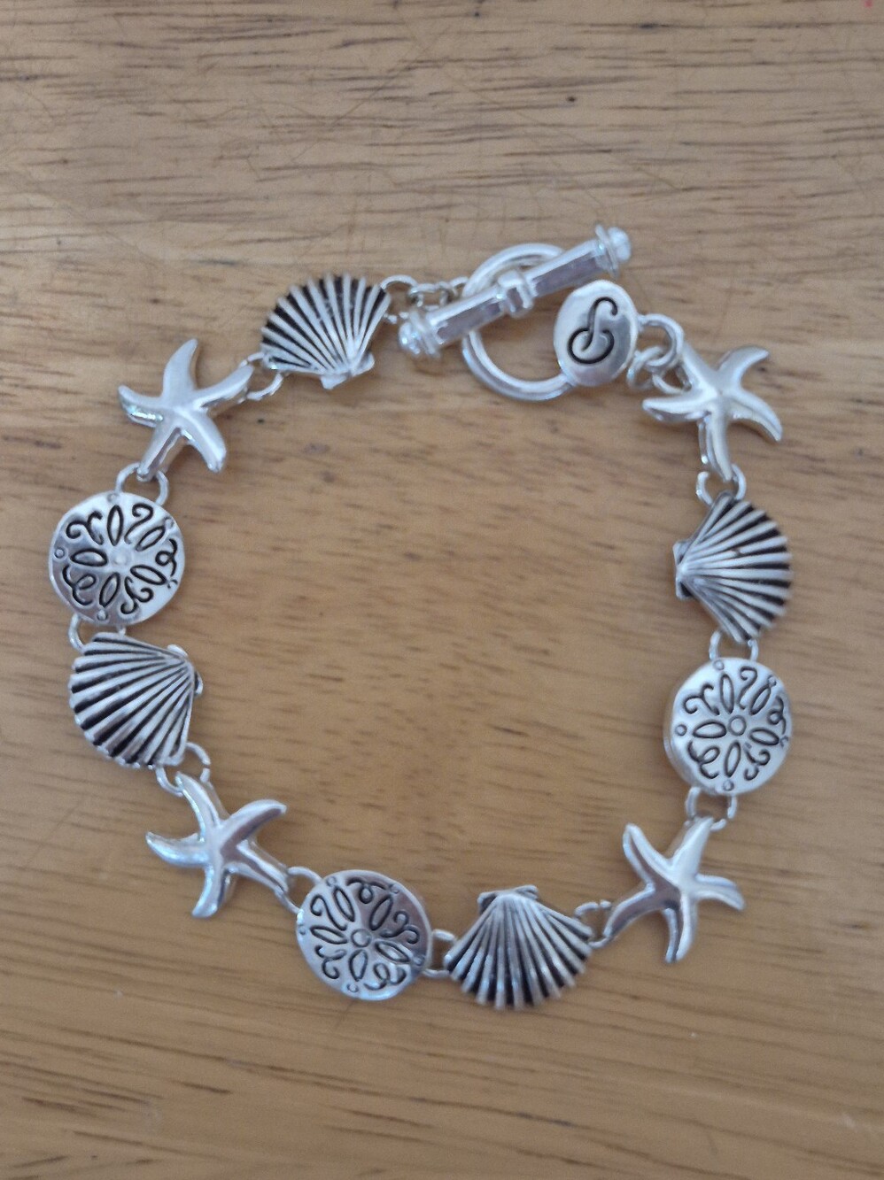 Vintage premier designs under the sea seashell and starfish metal charm bracelet